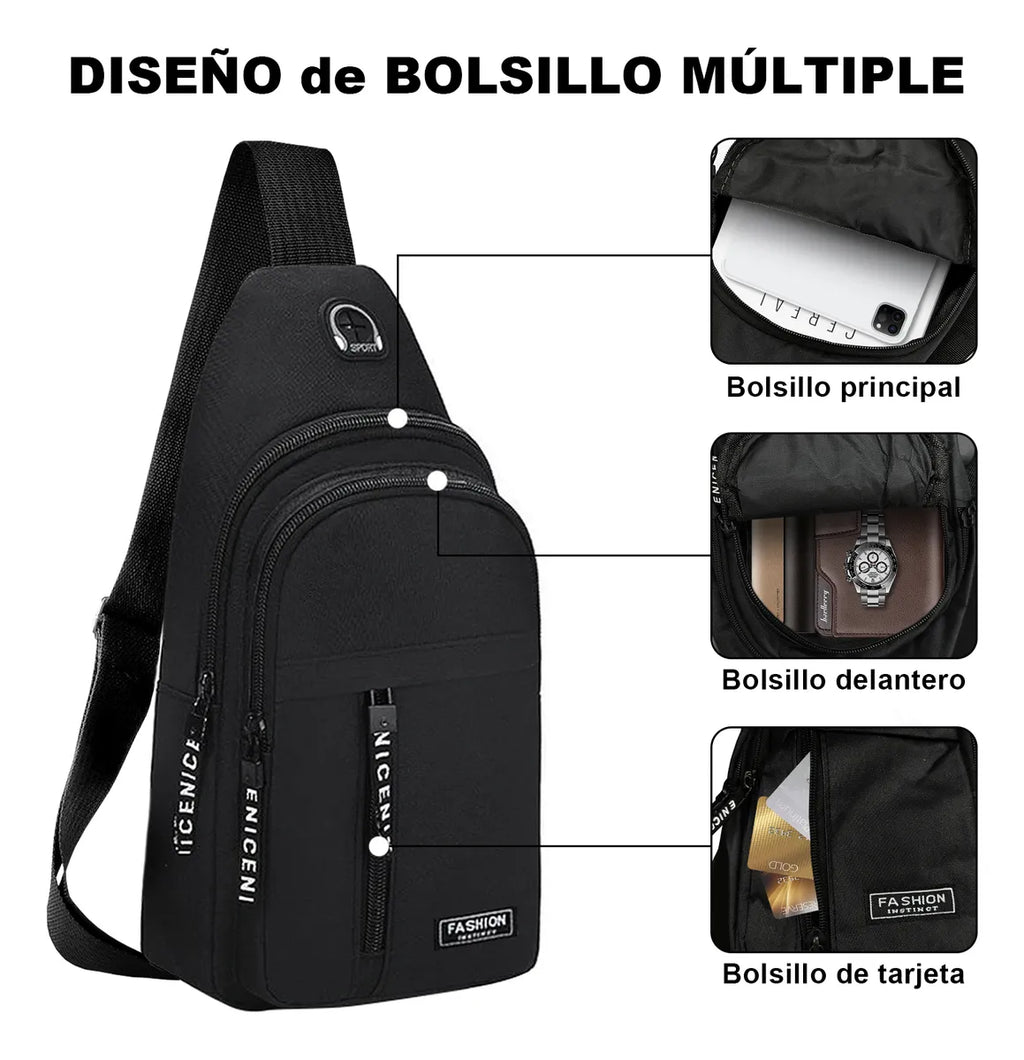 Aimiko Mochila Escolar Bandolera Mariconera Laptop Para Viaje Hombre Impermeable Tela Oxford Con Salida Para Auriculares , Negro Para Uso Cotidiano
