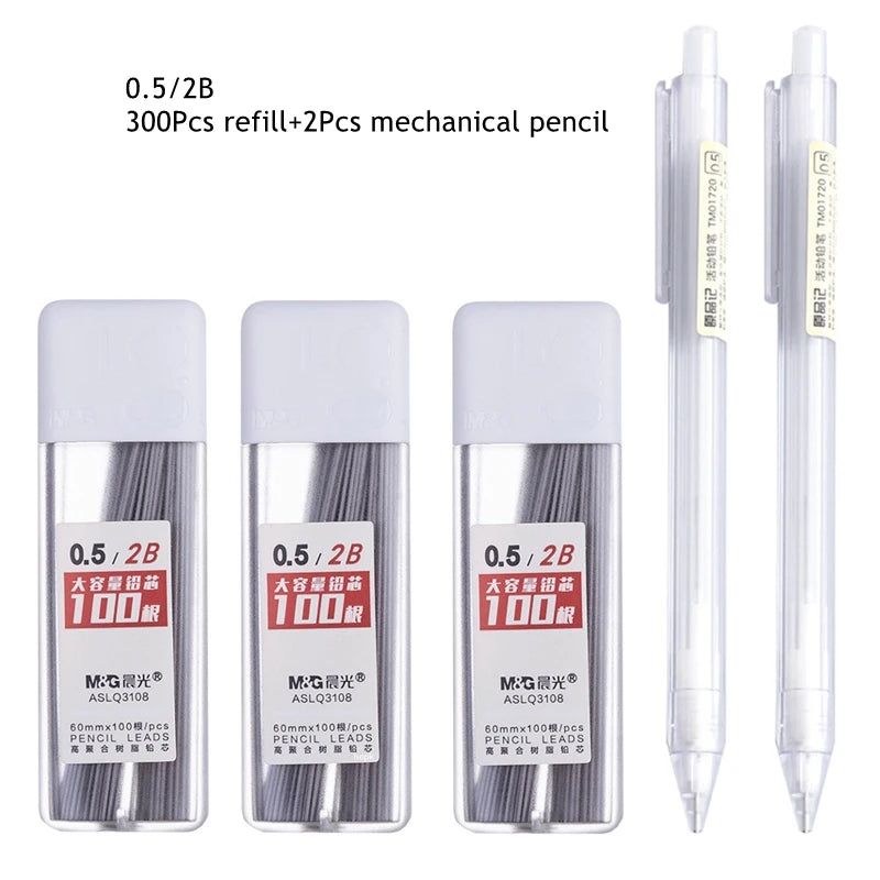 HB/2B Automatic Pencil Set 0.5/0.7mm Pair Mechanical Pencil Refill
