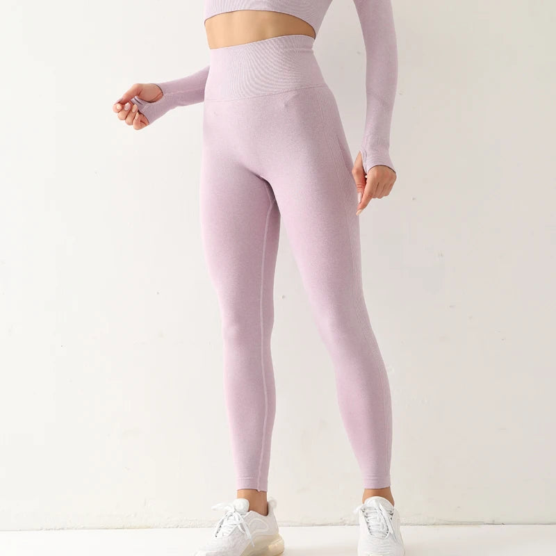 Mallas deportivas sin costuras para mujer, Leggings de cintura alta, elásticos,