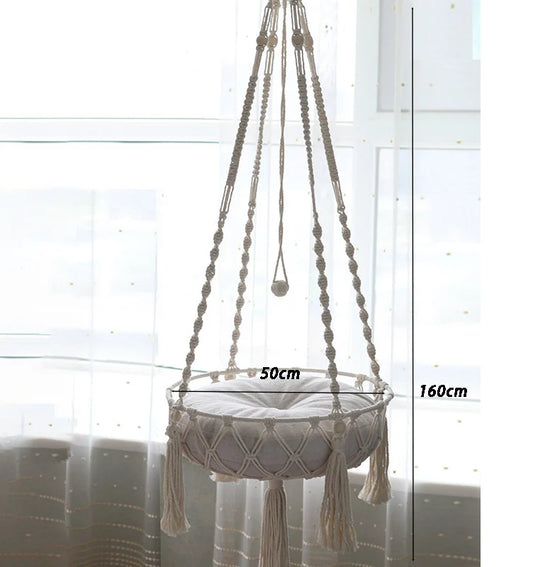 Hand-Woven Pet Hanging Hammock Cat Bed Swing Hanging Beds