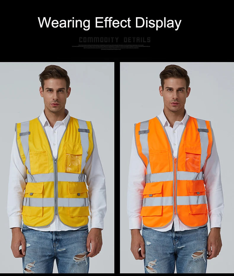 SFVest-Chaleco de seguridad reflectante de alta visibilidad para hombre, ropa de