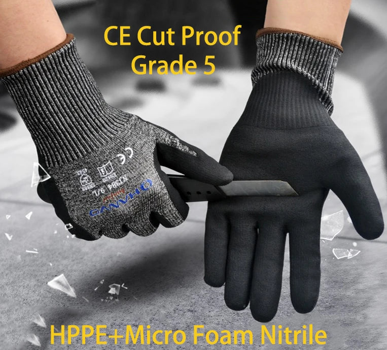 ANSI A4 Anti Cut Work Glove Micro Foam Nitrile HPPE Maxi High f 