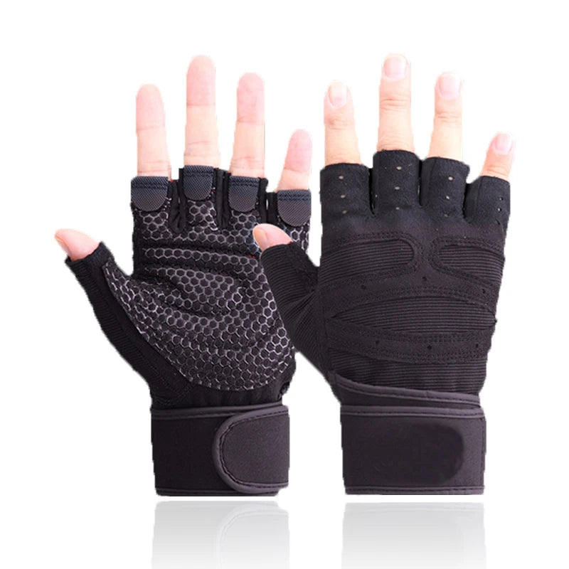 Guantes de medio dedo antideslizantes para hombre y mujer, manoplas transpirable