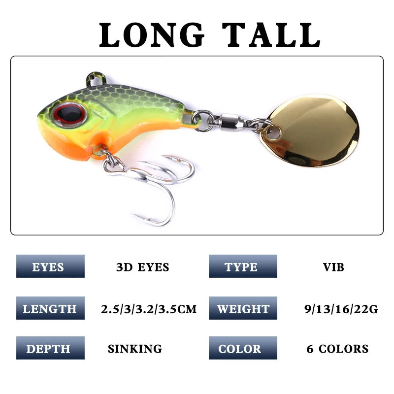 Metal Spinner Fishing Lures Pair Vibration Spinner Hooks Fishing Lures 