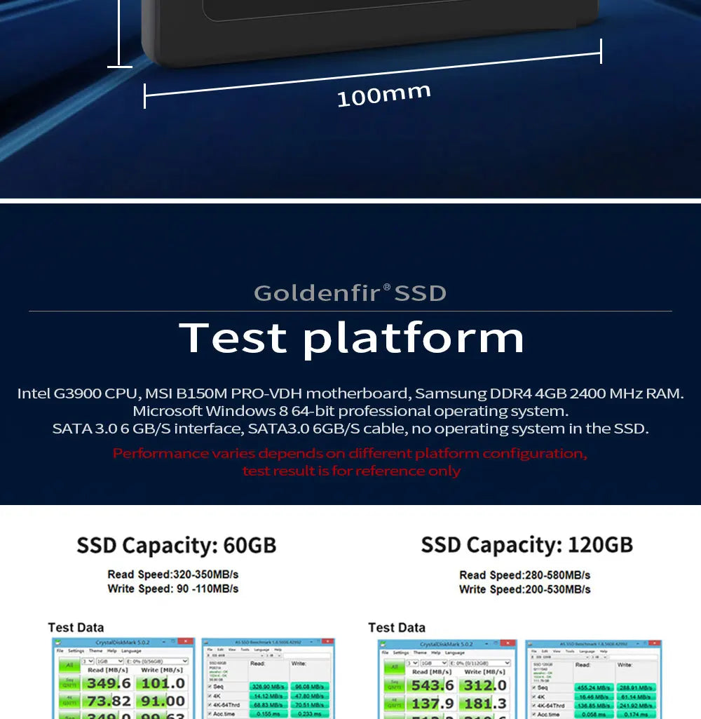 Goldenfir-disco duro de estado sólido para ordenador portátil, 120GB, 128GB, 2