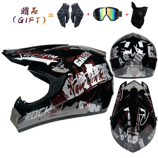 Envío de 3 piezas de regalo de casco de motocicleta casco todoterreno para niñ