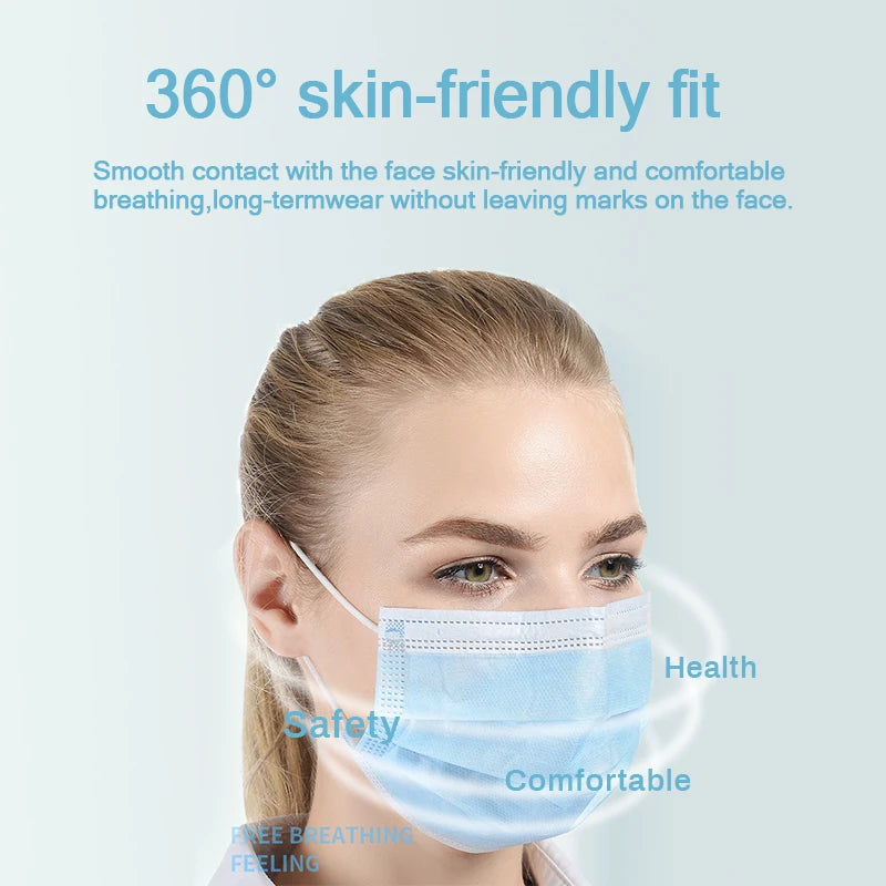 Disposable face mask with ear strap, breathable face mask d 