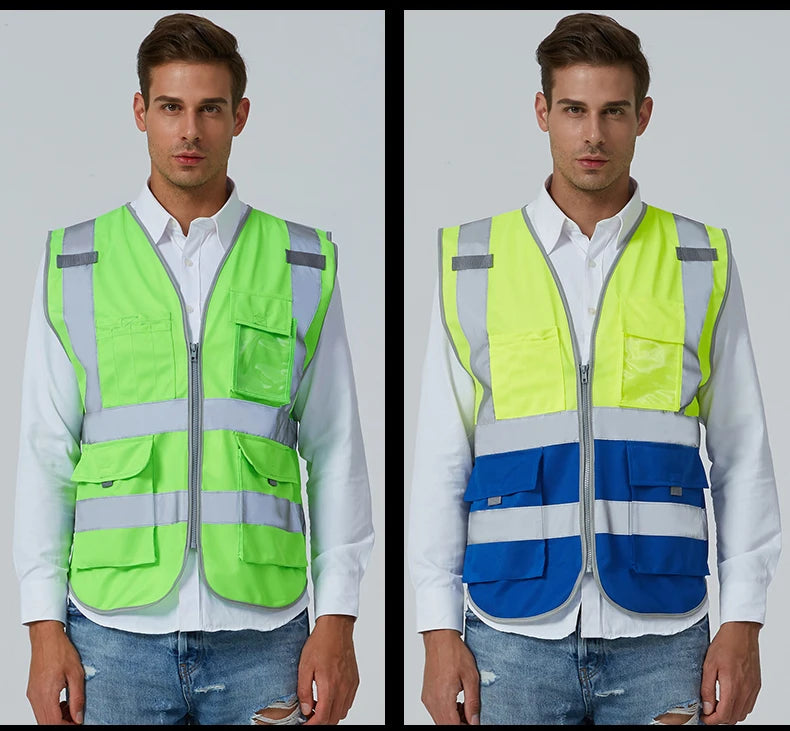 SFVest-Chaleco de seguridad reflectante de alta visibilidad para hombre, ropa de