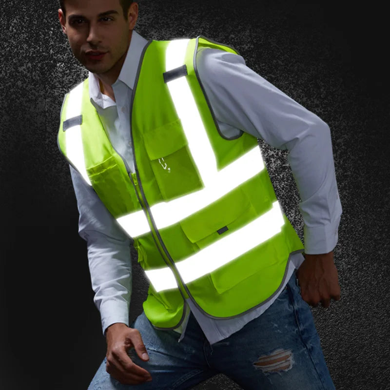 SFVest-Chaleco de seguridad reflectante de alta visibilidad para hombre, ropa de