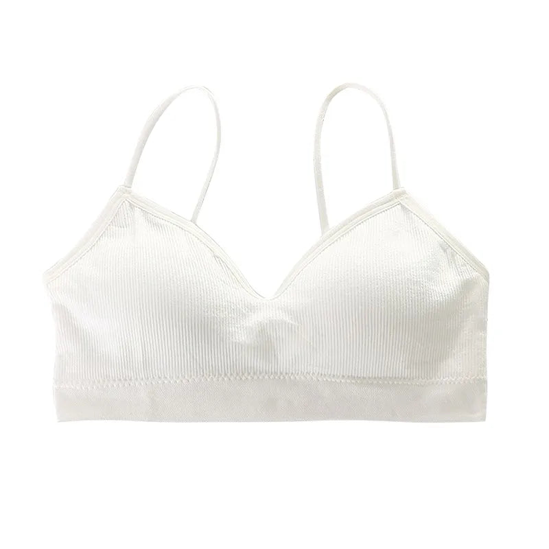 Sujetador Bandeau Sexy Crop Top delgado con tirantes finos sin costuras, Top de