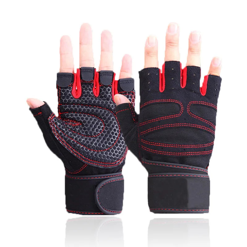 Guantes de medio dedo antideslizantes para hombre y mujer, manoplas transpirable