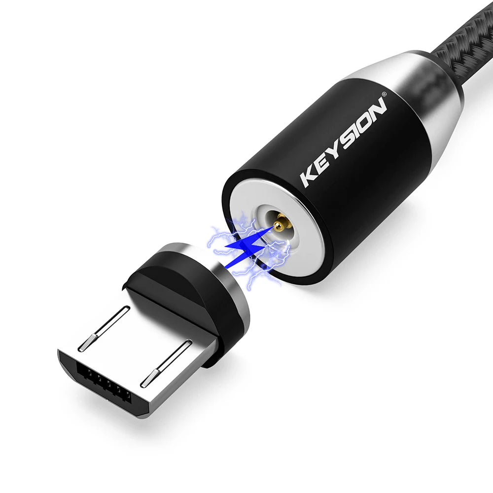 KEYSION-Cable USB magnético LED de carga rápida tipo C, cargador magnético de datos, Cable Micro USB, Cable USB para teléfono móvil