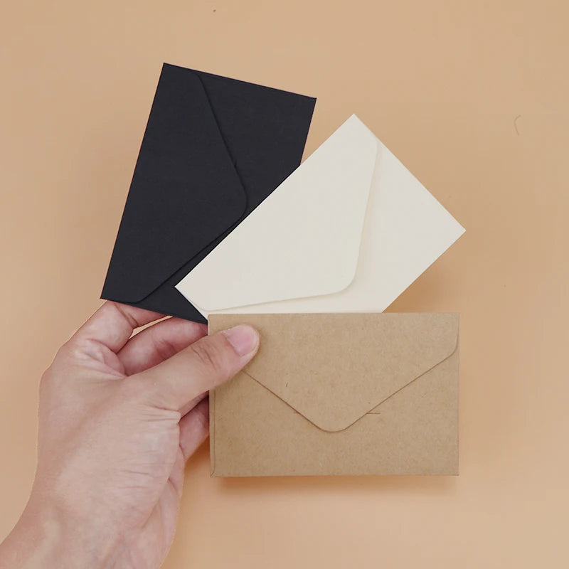 Classic Black and White Mini Kraft Paper Window Envelopes Wedding Envelopes 