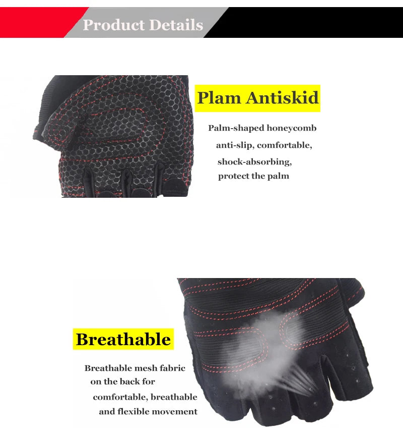 Guantes de medio dedo antideslizantes para hombre y mujer, manoplas transpirable