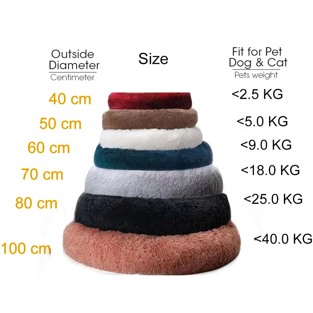 Super Soft Round Pet Bed Long Plush Dog House for Medium Dogs 