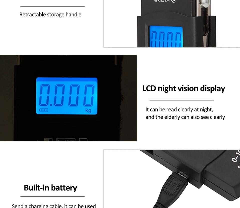 USB Charging Electronic Digital Scale Hanging Hook Weight Scale 