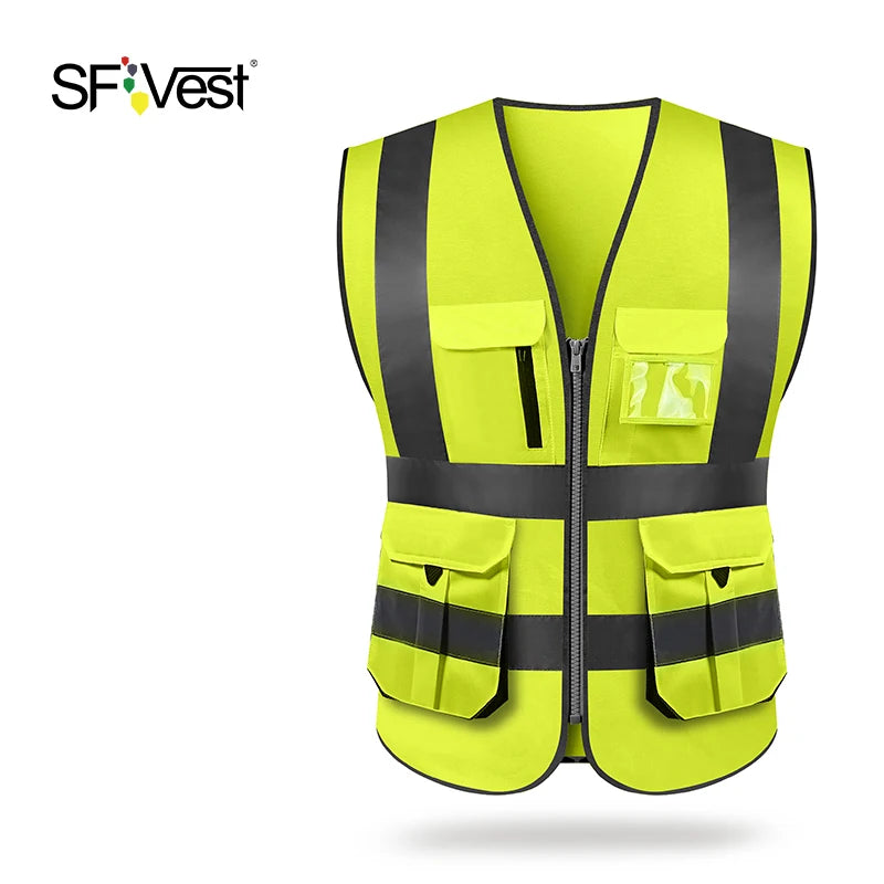 SFVest-Chaleco de seguridad reflectante de alta visibilidad para hombre, ropa de
