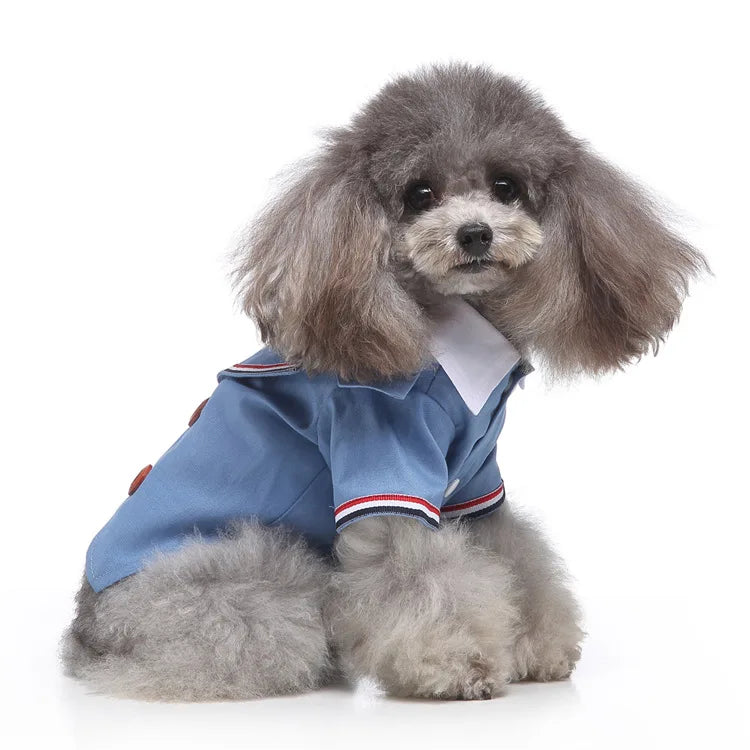 Traje de chaquetas de boda azul para perros con pajarita azul, tela formal para cachorros y gatos