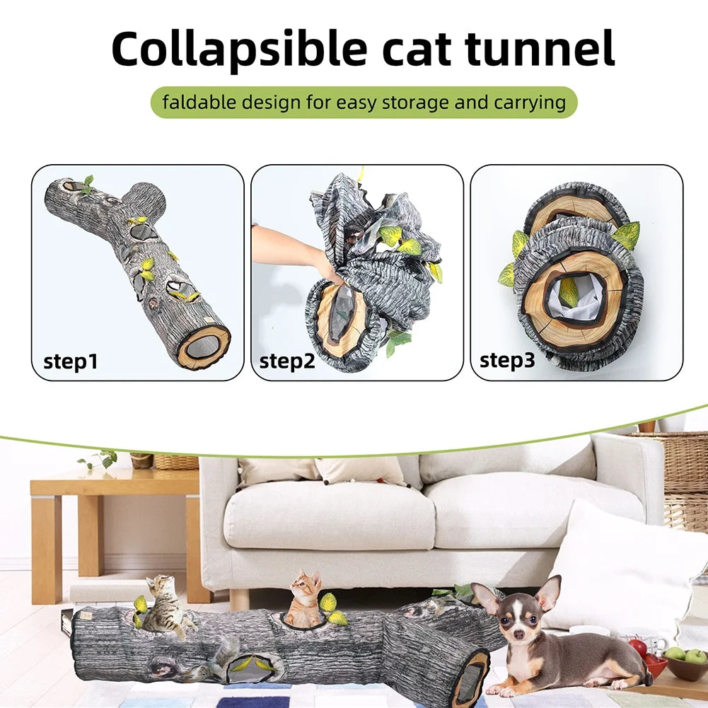 Indoor Pet Cat Tunnel Tube Toys Collapsible Pet 3 Holes Play Tubes Kitten Interna