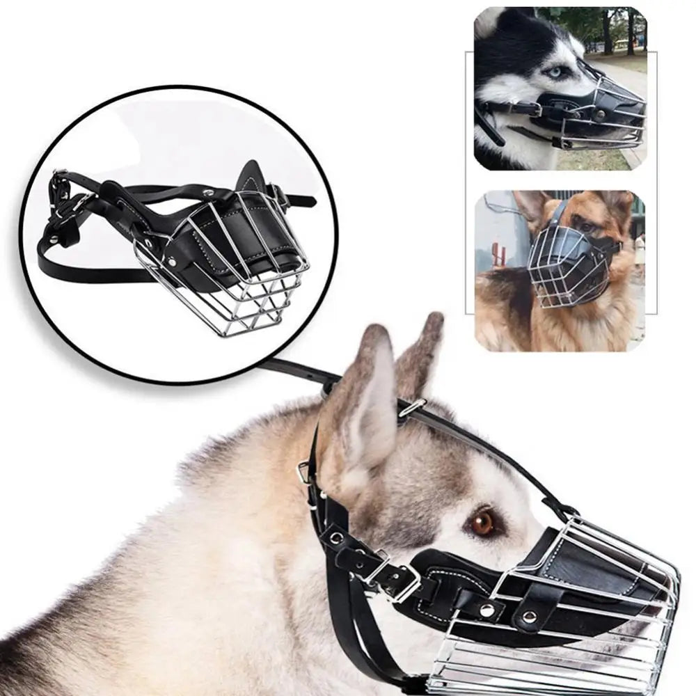 Metal Anti-bite Dog Muzzle Adjustable Breathable Protective Cover 