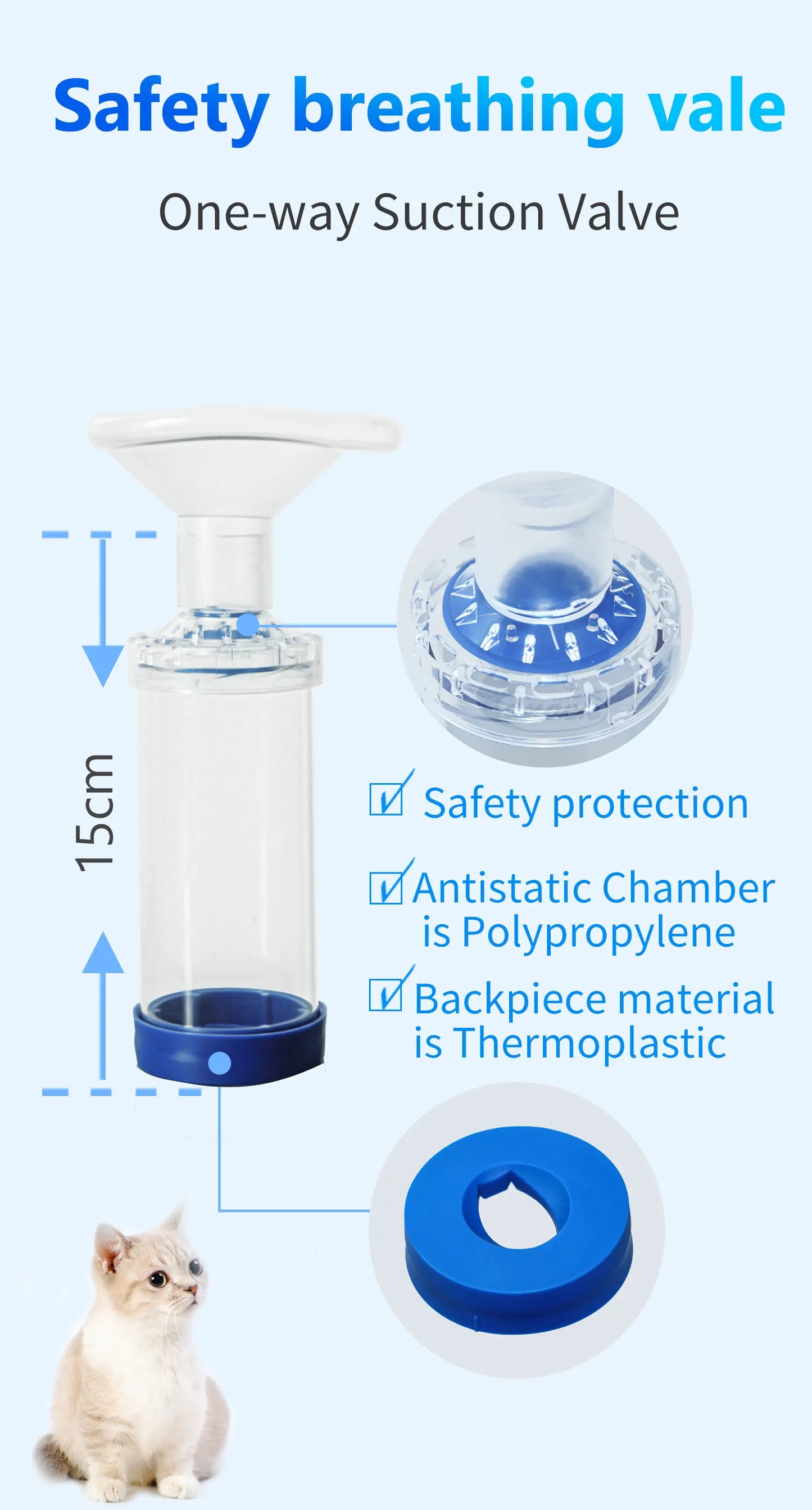 Cámara de Aerosol para animales veterinarios, inhalador de Asma para mascotas, dispositivos espaciadores con una máscara de PVC, Canack médico