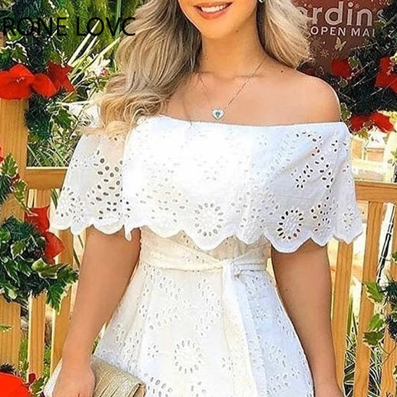 Women's Solid Off Shoulder Mini Dress Casual Elegant Dress 