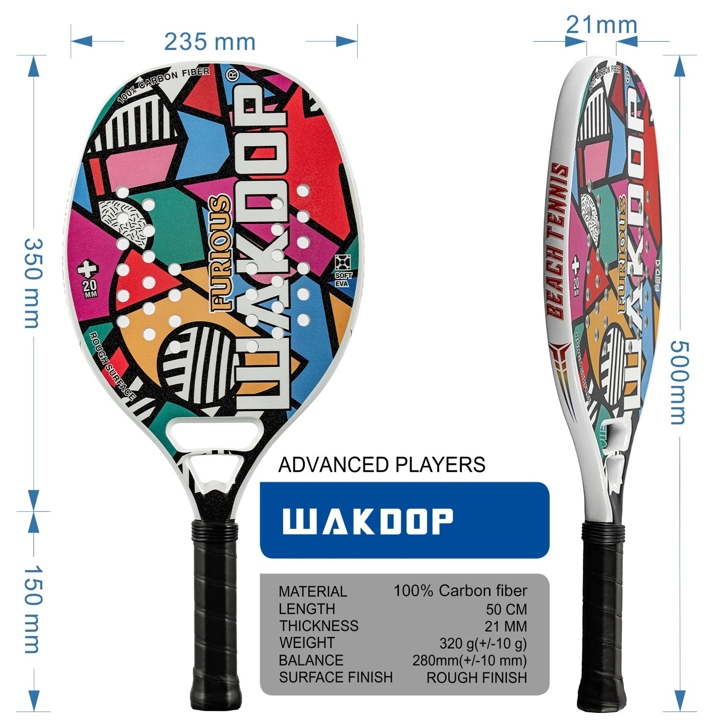 Professional Carbon Beach Tennis Racket Rough Face Tennis Racquet 