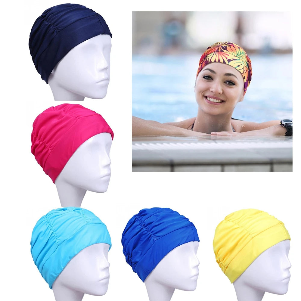 Men Women Nylon Turban Adult Diving Cap Swimming Caps 