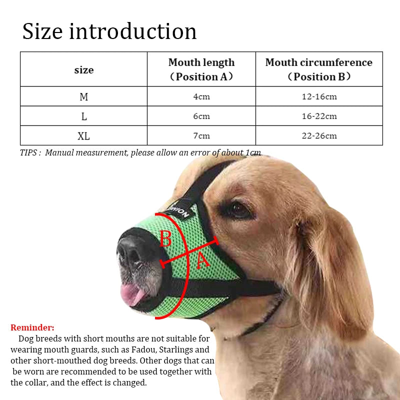 KOMMILIEF Adjustable Anti-fall Dog Muzzle, Breathable Mouth Cover for Dogs 