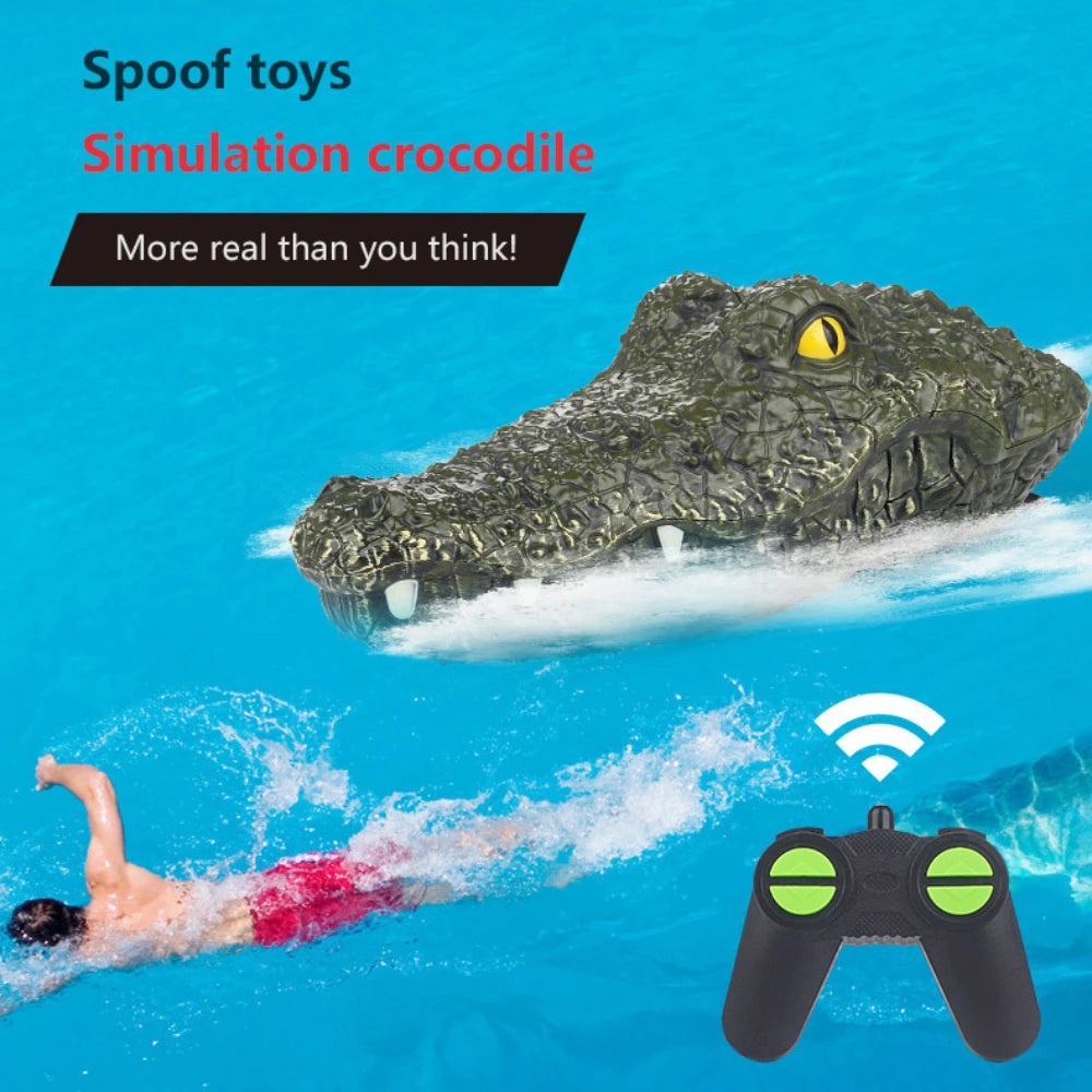 Juguete de barco a Control remoto para niños, juguete de cabeza de cocodrilo de simulación, 2,4G, broma, señuelo de cocodrilo, juguete eléctrico, regalo de verano