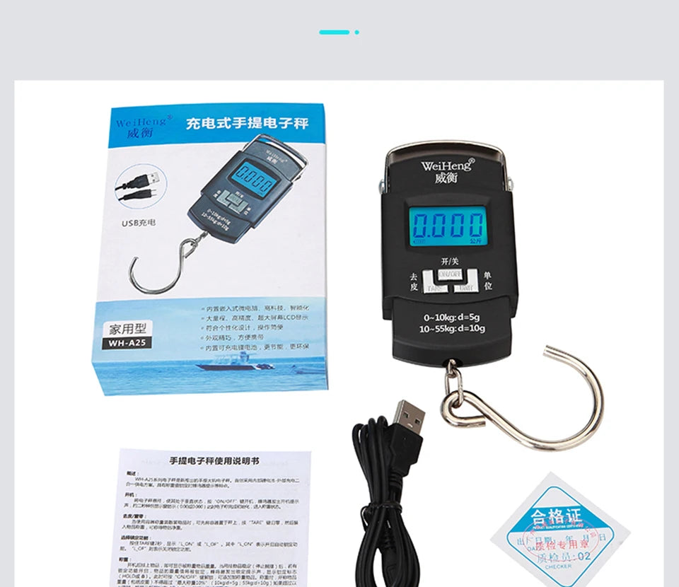 USB Charging Electronic Digital Scale Hanging Hook Weight Scale 