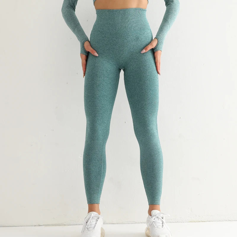 Mallas deportivas sin costuras para mujer, Leggings de cintura alta, elásticos,
