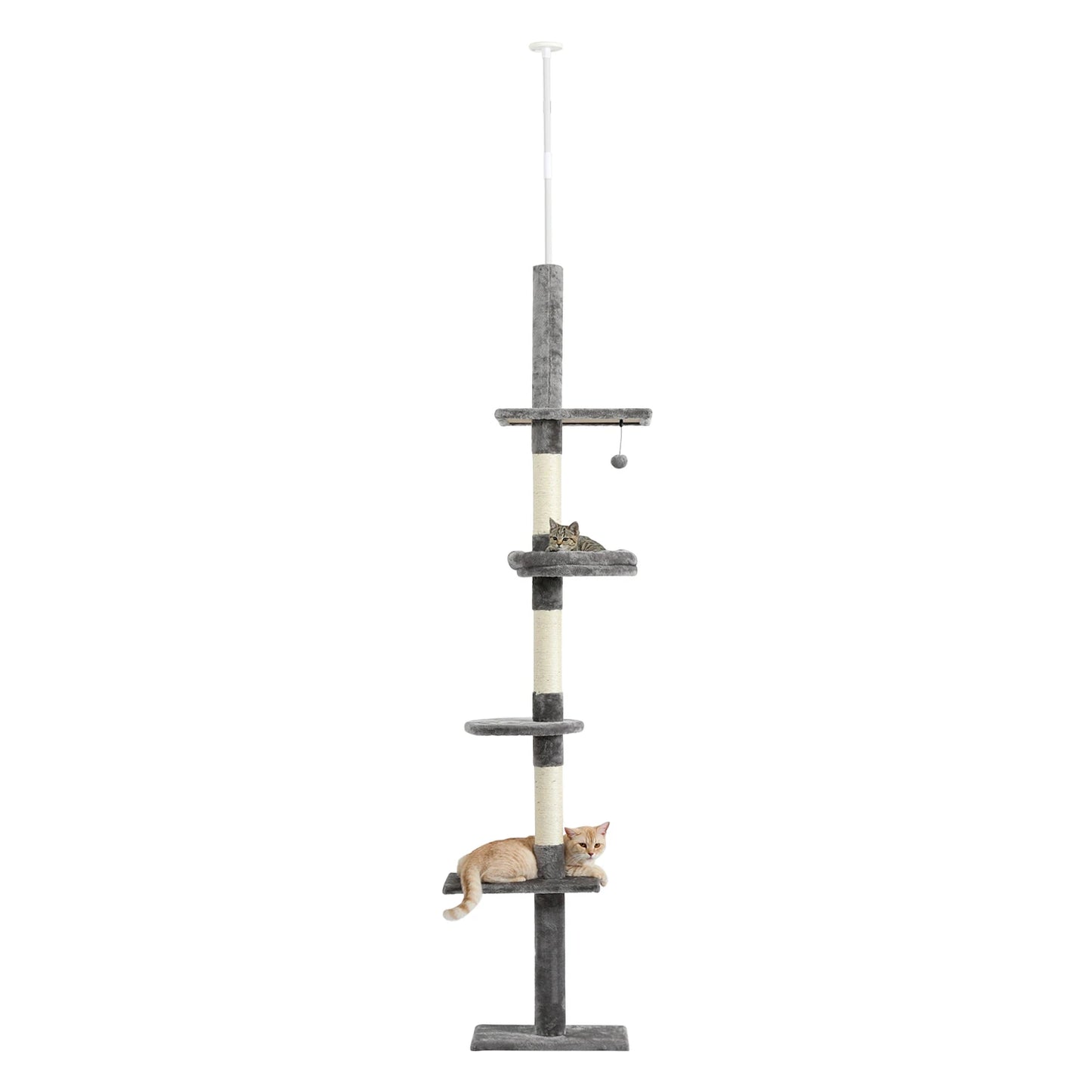 Deluxe Cat Tree Tower with Cabinet, Wooden Adjustable Height, Verti from Floor to Ceiling