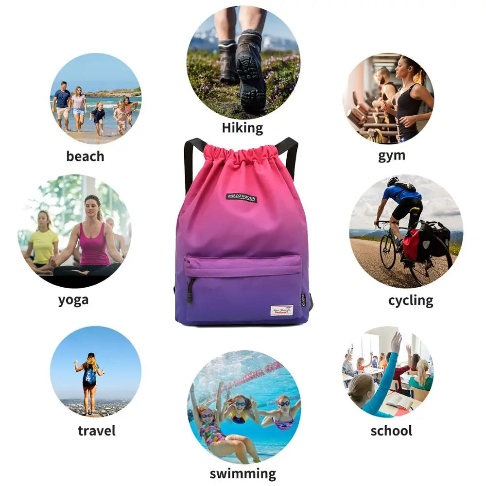 Mochila de deporte para gimnasio, bolsa deportiva impermeable con cordón perfecta para actividades en el exterior, accesorio ideal para entrenamiento, fitness y natación, para verano