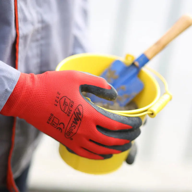 12 Pares de Guantes de látex para trabajo de seguridad para hombres o mujeres, guantes de poliéster