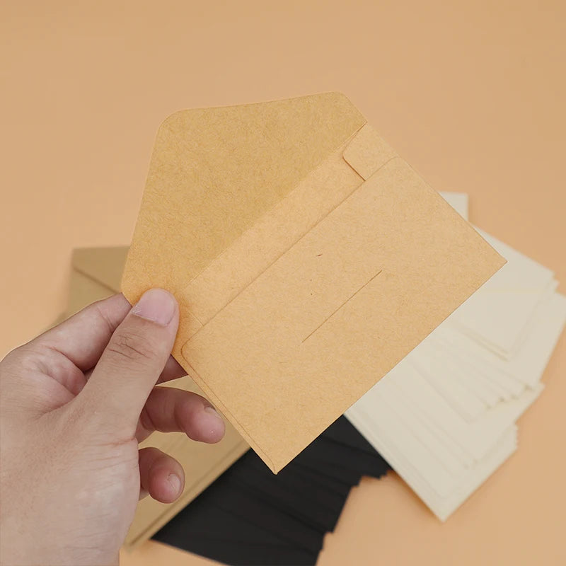 Mini sobres de papel Kraft clásicos en blanco y negro para ventana, sobres de i