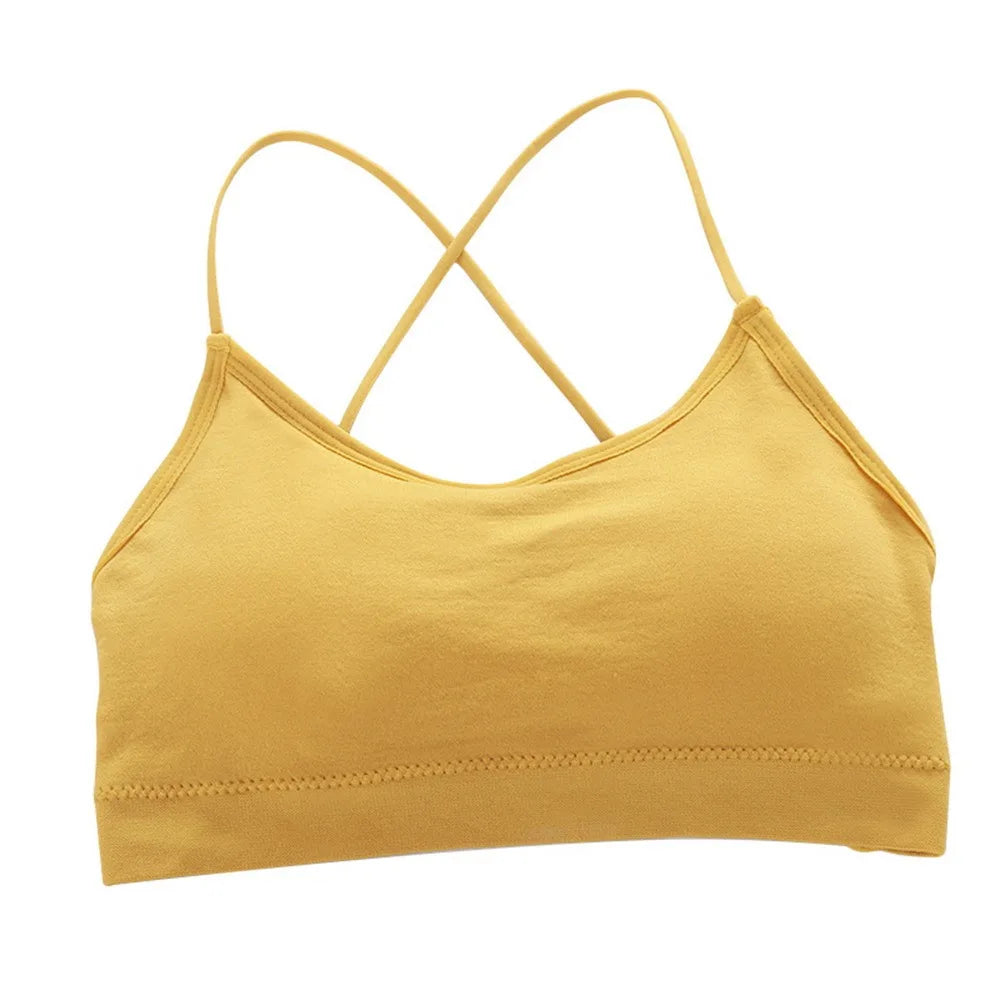 Sujetador Bandeau Sexy Crop Top delgado con tirantes finos sin costuras, Top de