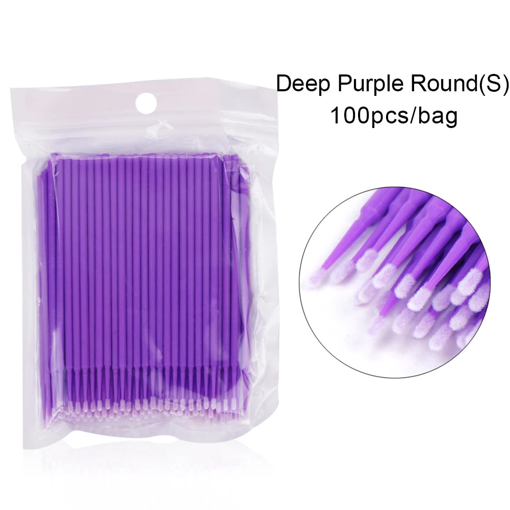 Disposable Eyelash Brushes Cotton Swab Individual Microbrush 