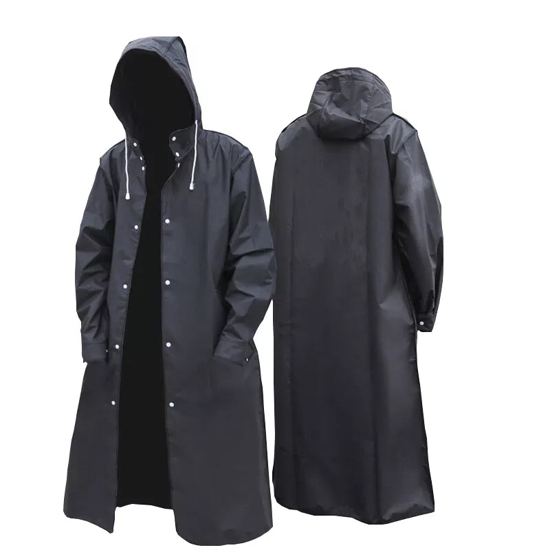 Adult Waterproof Long Raincoat Outdoor Hooded Rain Coat 