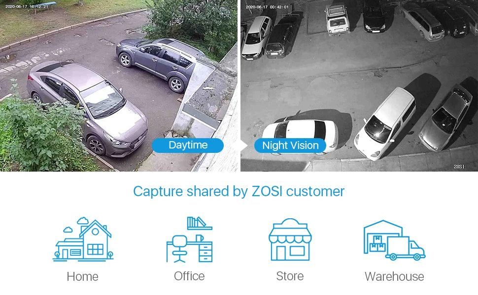 ZOSI-Sistema de videovigilancia CCTV para exteriores, videocámara de seguridad con 8 canales, 1080P, 5MP, Lite, DVR, 2/4/6/8 piezas, 2MP, con cable, día/noche