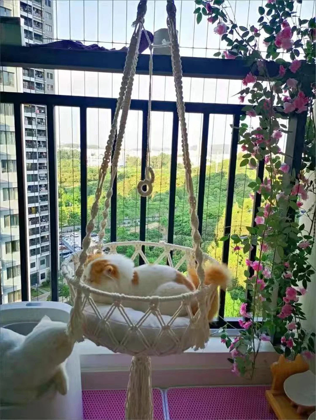 Hand-Woven Pet Hanging Hammock Cat Bed Swing Hanging Beds