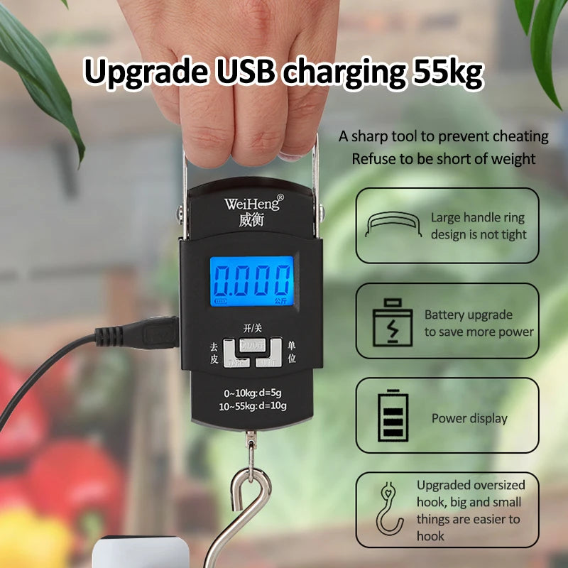 USB Charging Electronic Digital Scale Hanging Hook Weight Scale