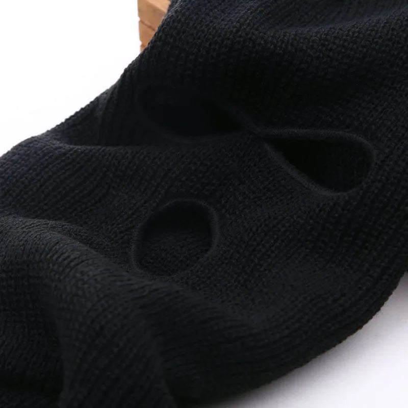 3 Holes Motorcycle Mask Black Balaclava Knitted Hat