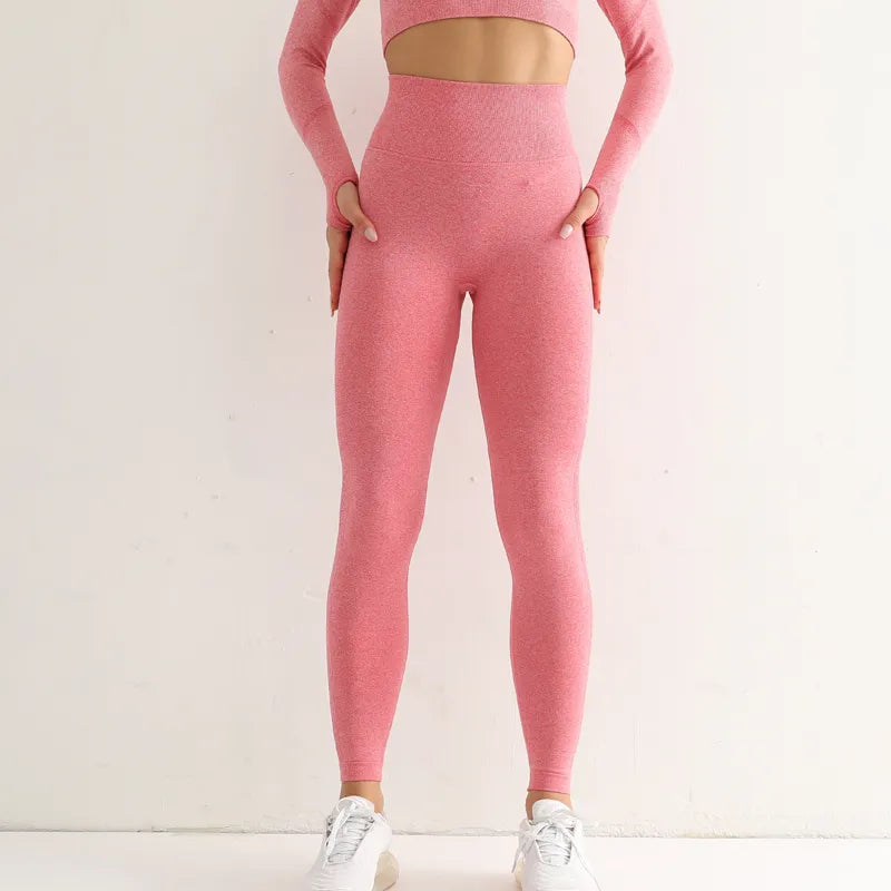 Mallas deportivas sin costuras para mujer, Leggings de cintura alta, elásticos,