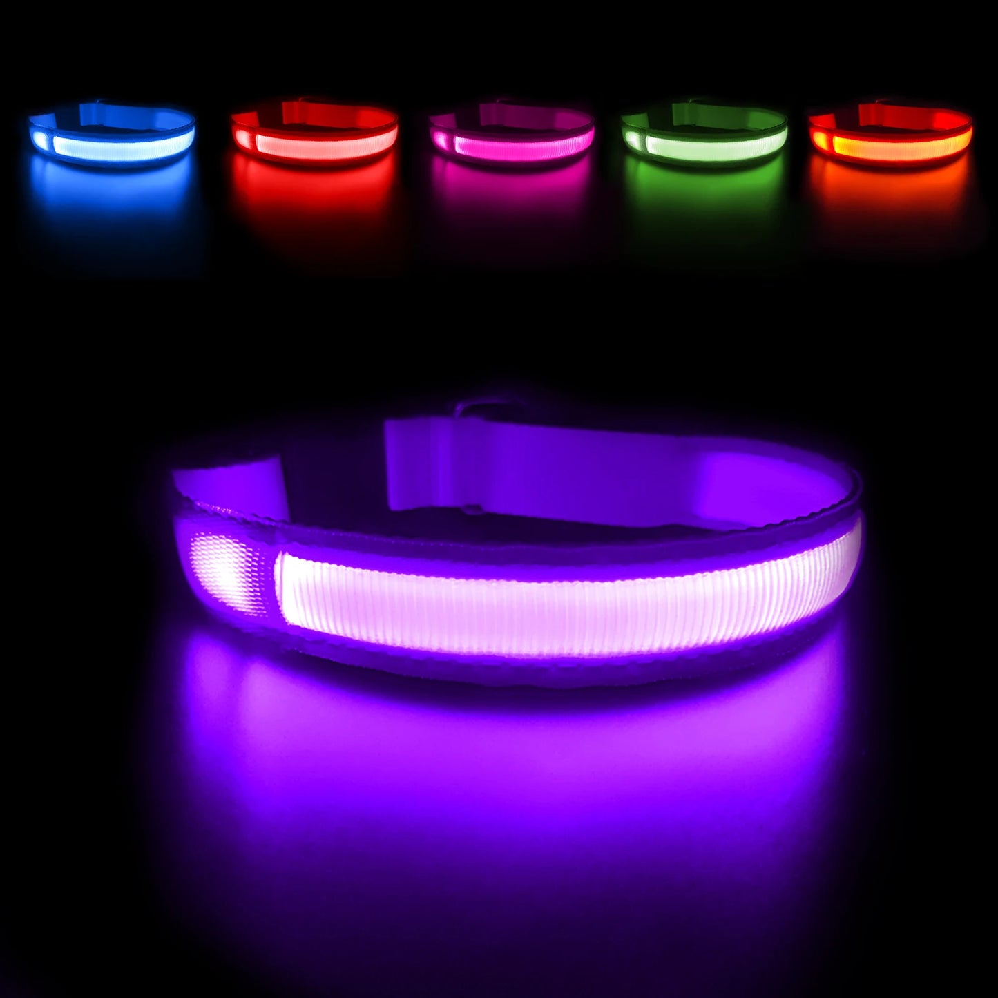 MASBRILL Dog Collar Adjustable Tactical Dogs Collars Pet Luminous Flashing Collar