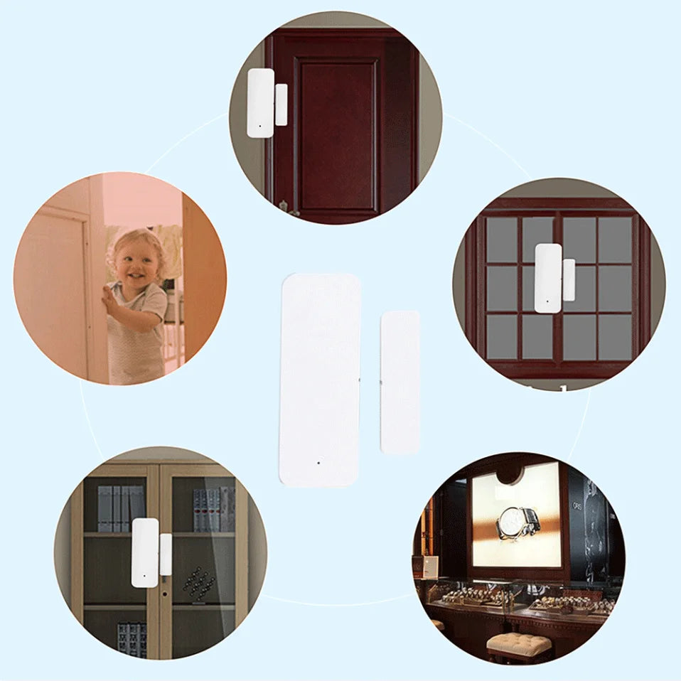 Sensor de puerta Tuya Zigbee con WiFi, Detector abierto y cerrado, alarma inteligente para el hogar, protección de seguridad, funciona con Aleax Smart Life