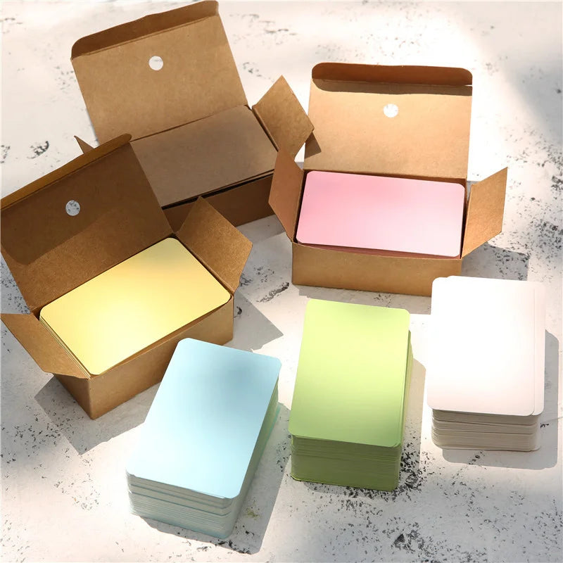 Caja de tarjetas de Papel Kraft de color blanco, tarjetas de visita, mensaje de