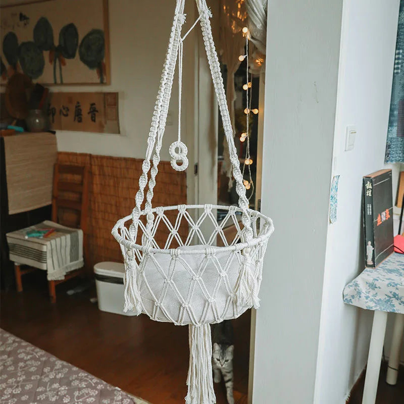 Hand-Woven Pet Hanging Hammock Cat Bed Swing Hanging Beds