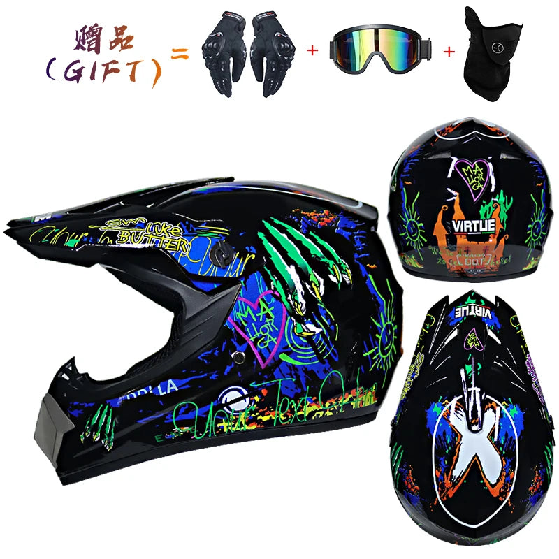 Free shipping 3 pieces of motorcycle helmet gift off-road helmet for boy