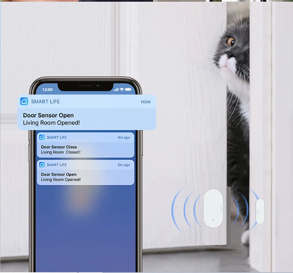Sensor de puerta Tuya Zigbee con WiFi, Detector abierto y cerrado, alarma inteligente para el hogar, protección de seguridad, funciona con Aleax Smart Life